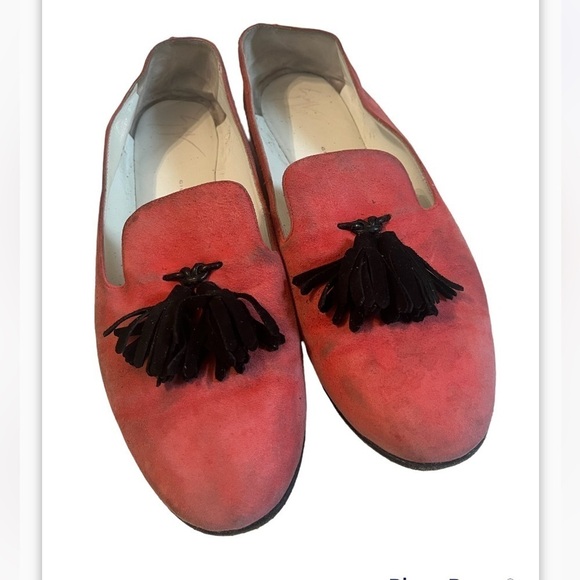Giuseppe Zanotti Tasseled Suede Shoes Sz 37.5 US 7.5 Smoking Loafer Pink - Picture 4 of 7